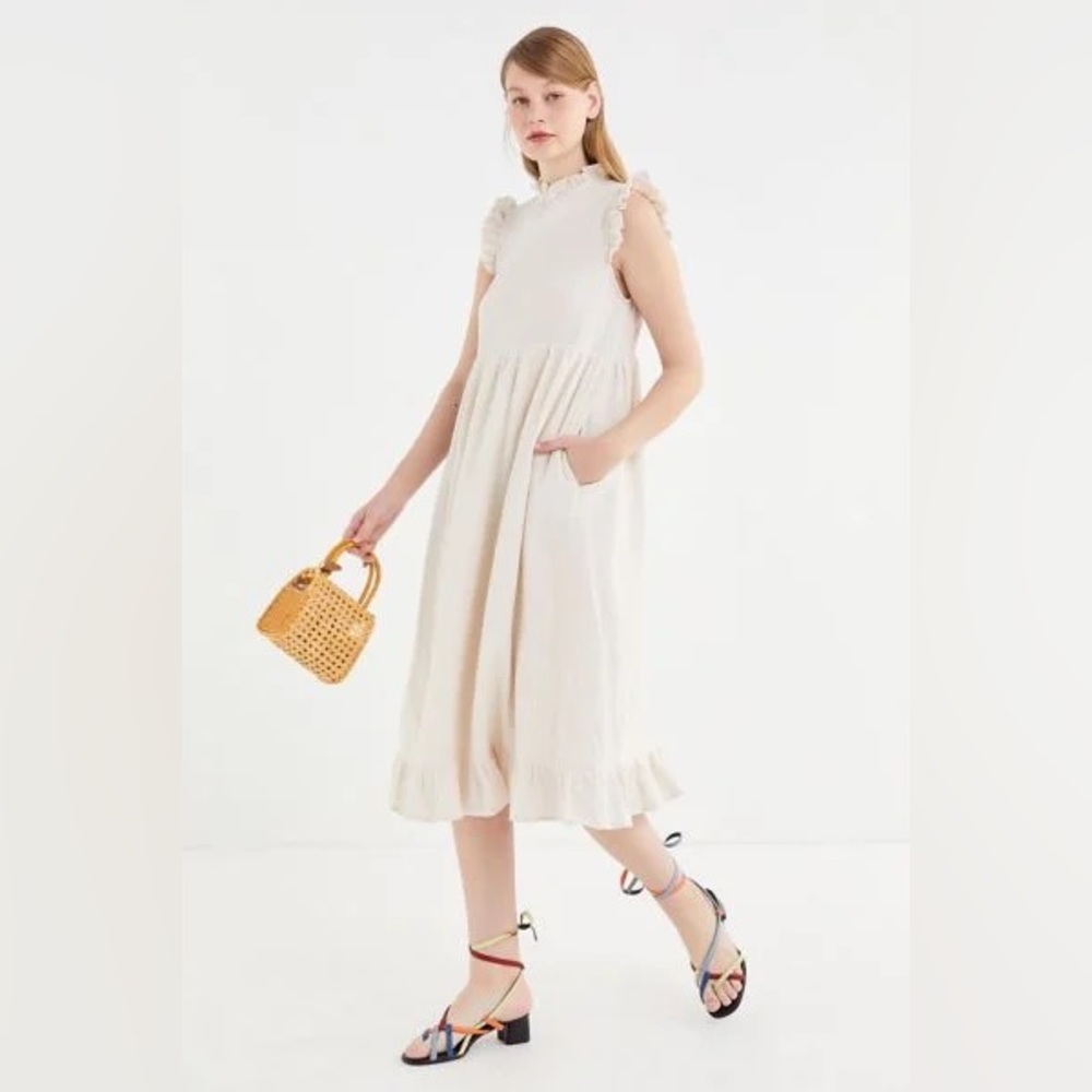 Urban Outfitters Gabby Ruffle Babydoll Midi Dress